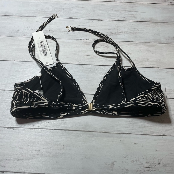 Jonathan Simkhai swim ALIANA PRINTED BIKINI TOP abstract fern S straps pattern - Picture 5 of 8